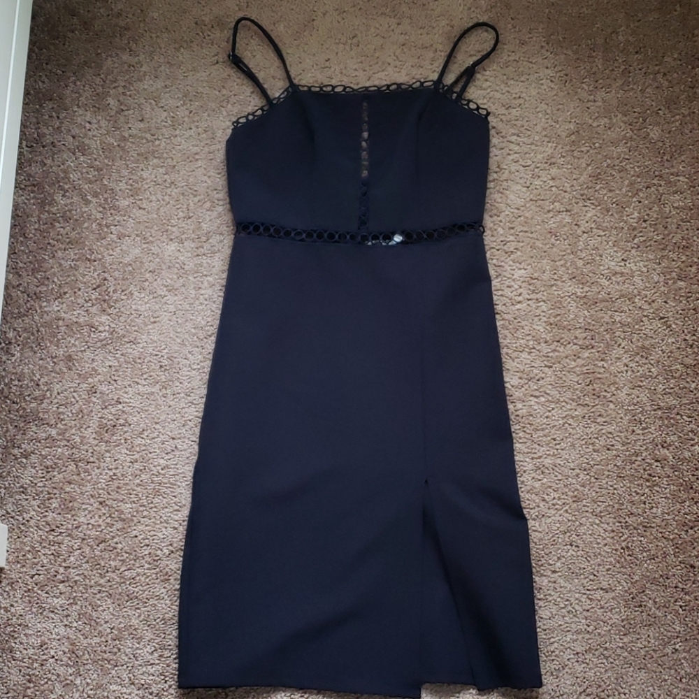 Blue blush navy blue slit dress